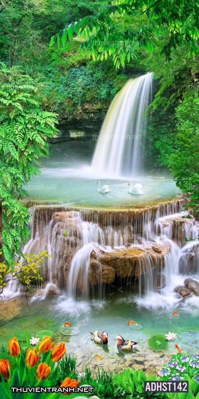 Tranh thác nước, thác nước đứng, thiên nhiên, waterfall, tranh dán tường thác nước, tranh 3D, tranh phong cảnh 3D - Tranh tường liên quan