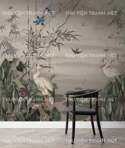 Tranh dán tường Rừng Rậm nhiệt dới, Tranh dán tường chim chóc, động vật rừng rậm, Tropical, Tranh Vintage  - Tranh tường chất lượng cao