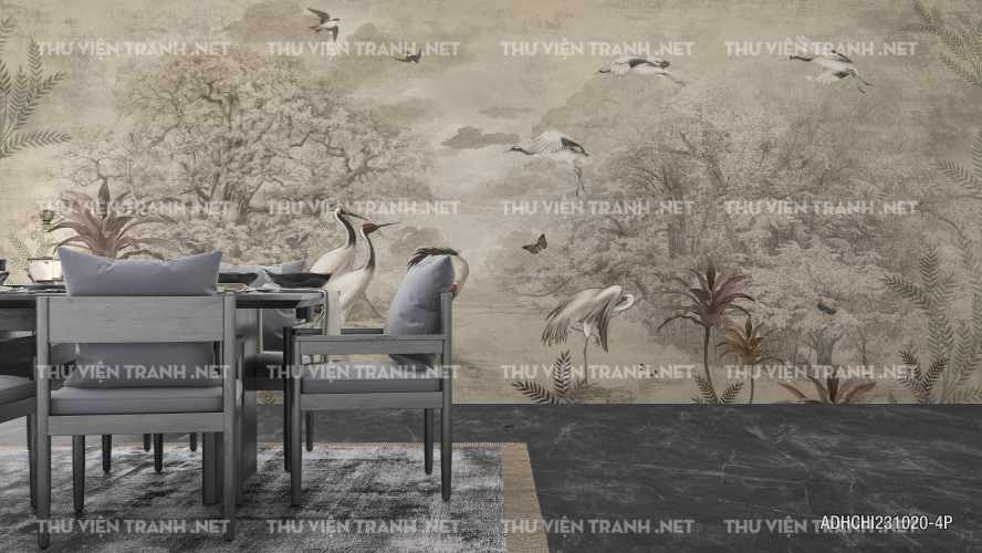 Tranh dán tường Rừng Rậm nhiệt dới, Tranh dán tường chim chóc, động vật rừng rậm, Tropical, Tranh Vintage  - Tranh tường chất lượng cao