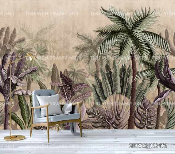 Tranh dán tường Rừng Rậm nhiệt dới, Tranh dán tường chim chóc, động vật rừng rậm, Tropical, Tranh Vintage  - Tranh tường chất lượng cao