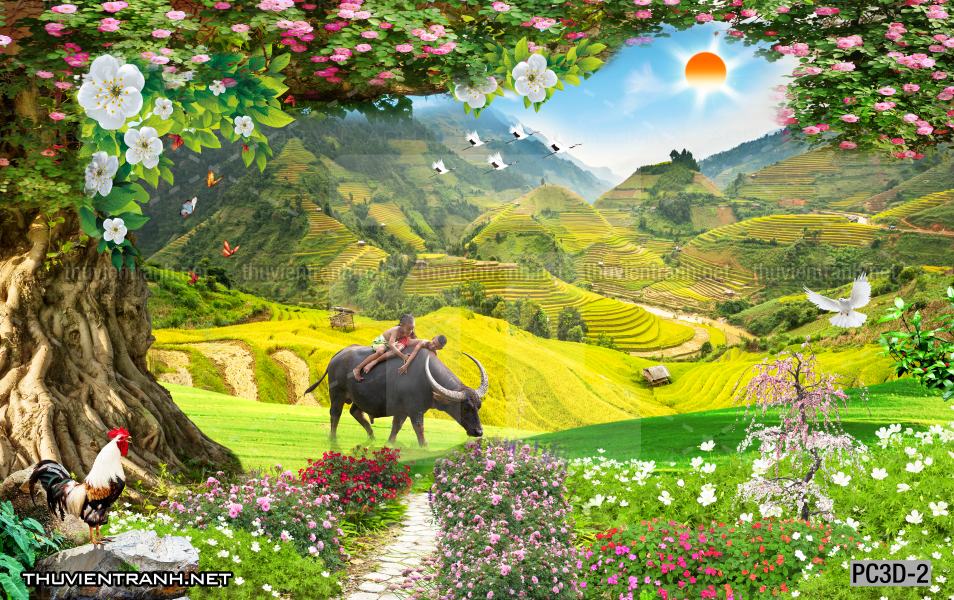 Tranh dán tường 3D Phong Cảnh-PC3D-2 - Tranh tường chất lượng cao